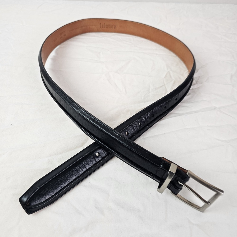 Cubavera Black Cowhide Lined Italian Full Grain Leather Mens Belt IV32003‎ Sz 36